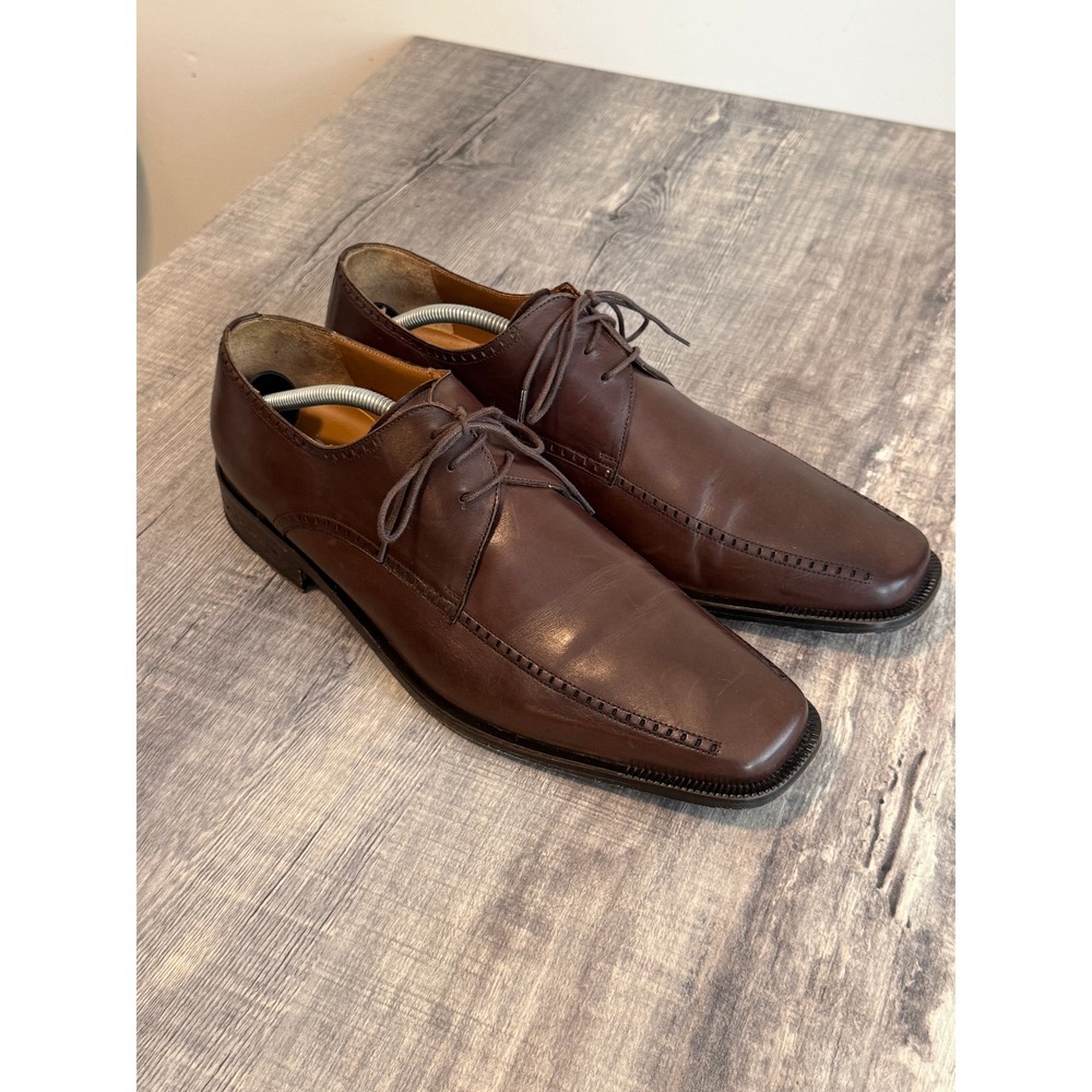 Mezlan Davinci Brown Leather Square Toe Derby Dress Shoes Mens 12 M Spain 86675